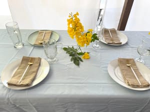 Effortless Simple Yellow and Blue Table Setting